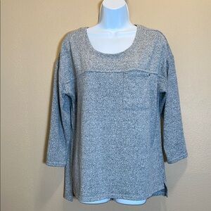 Calvin Klein Women’s Sweater Gray Relaxed 3/4 Sleeve Tunic SZ Large